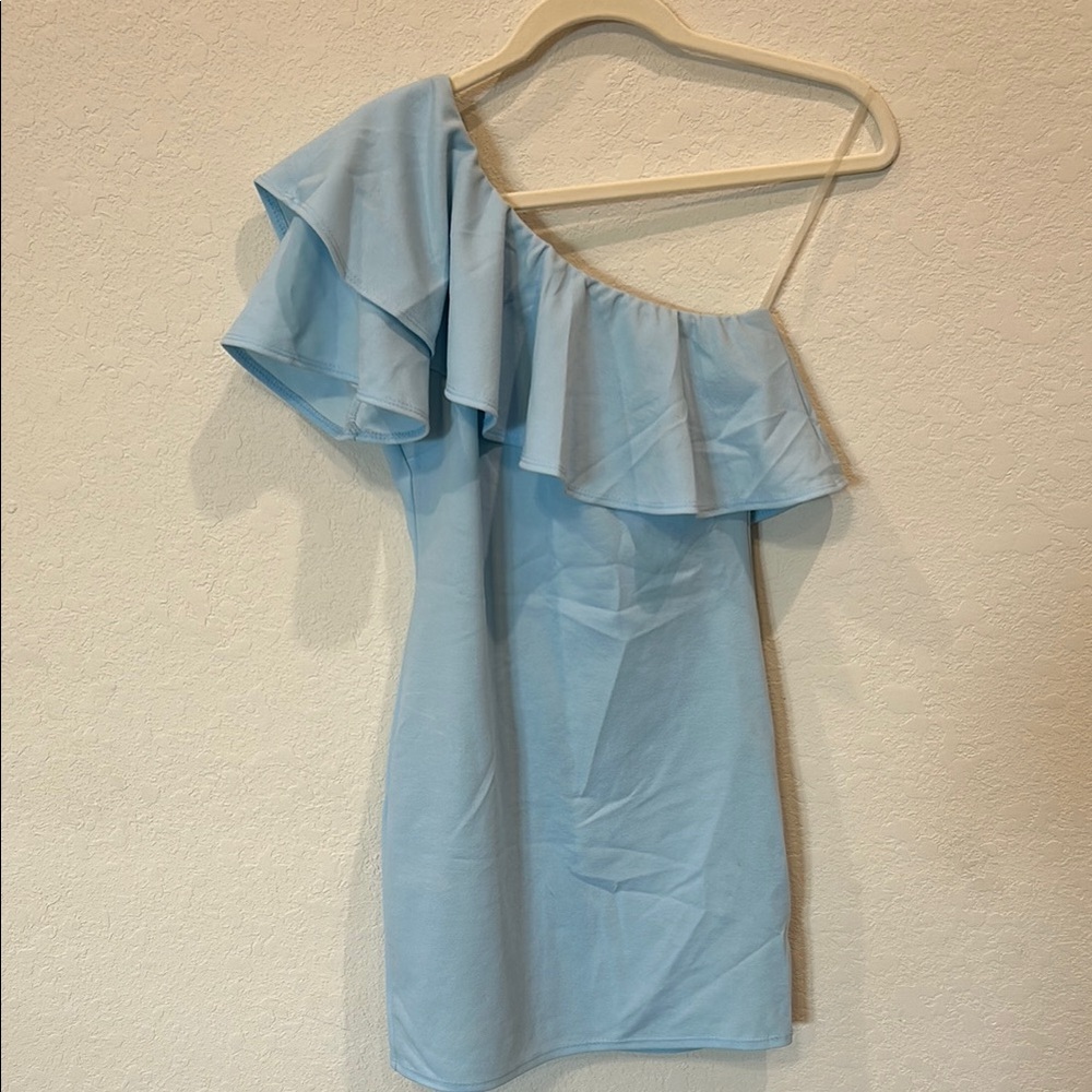 Elegant Blue One-Shoulder Dress